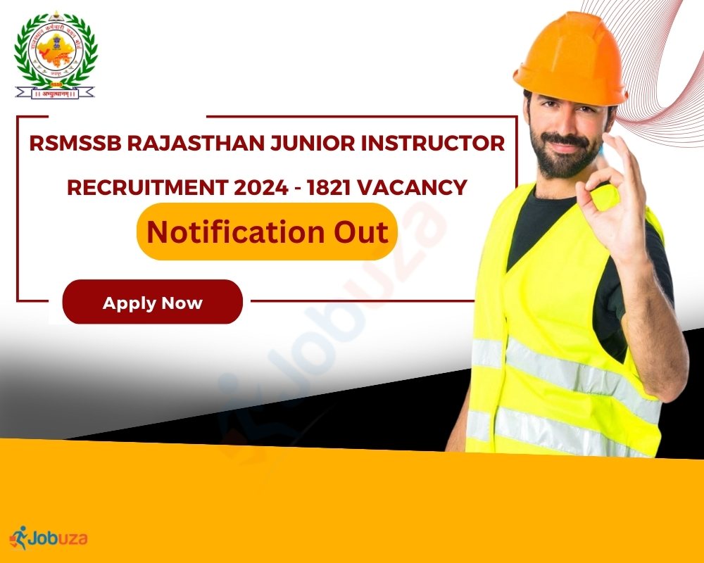 RSMSSB Rajasthan Junior Instructor Recruitment 2024 - 1821 Vacancy: Apply Online, Notification Out