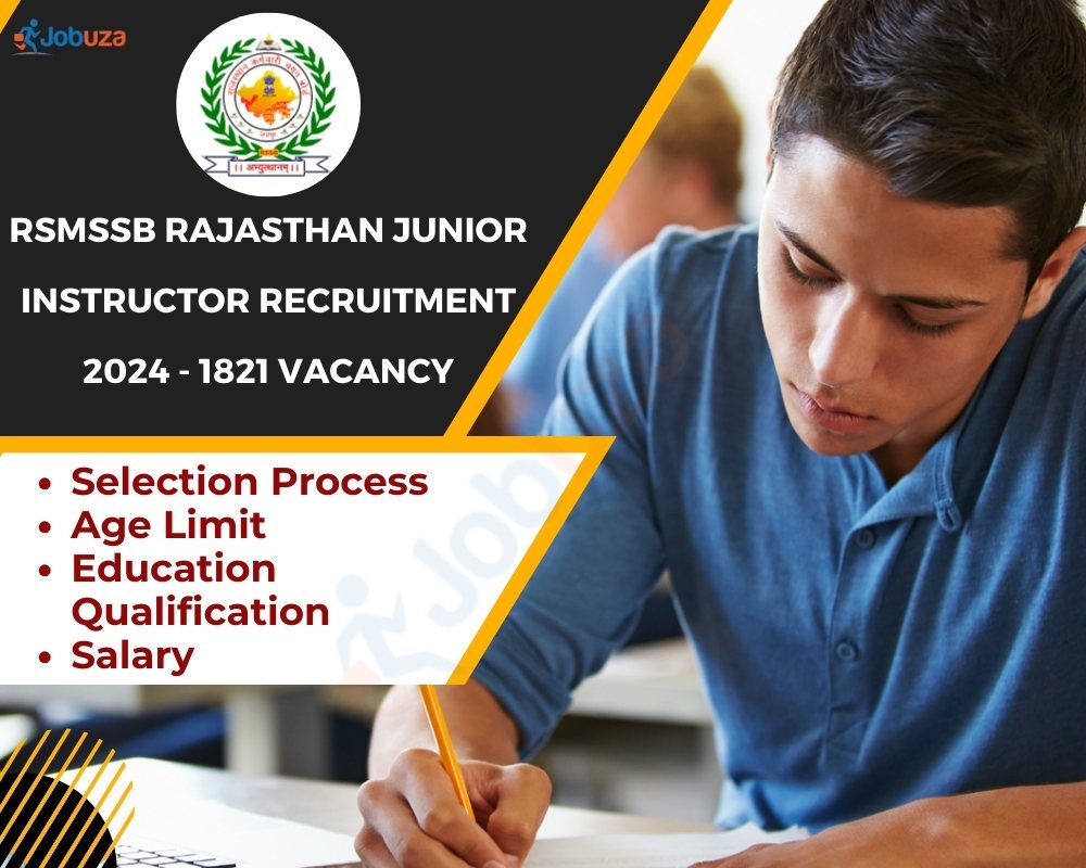 RSMSSB Rajasthan Junior Instructor Recruitment 2024 - 1821 Vacancy: Apply Online