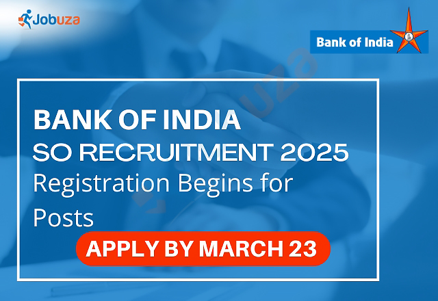 Bank of India SO Recruitment 2025: Apply Now for 180 Vacancies, Deadline March 23