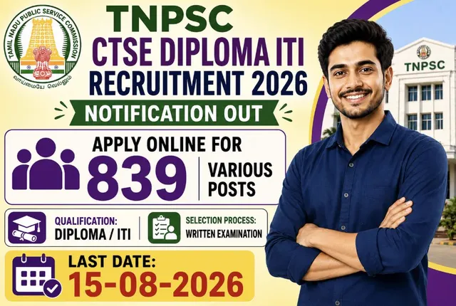 TNPSC CTSE Diploma ITI Recruitment 2026 839 Vacancies