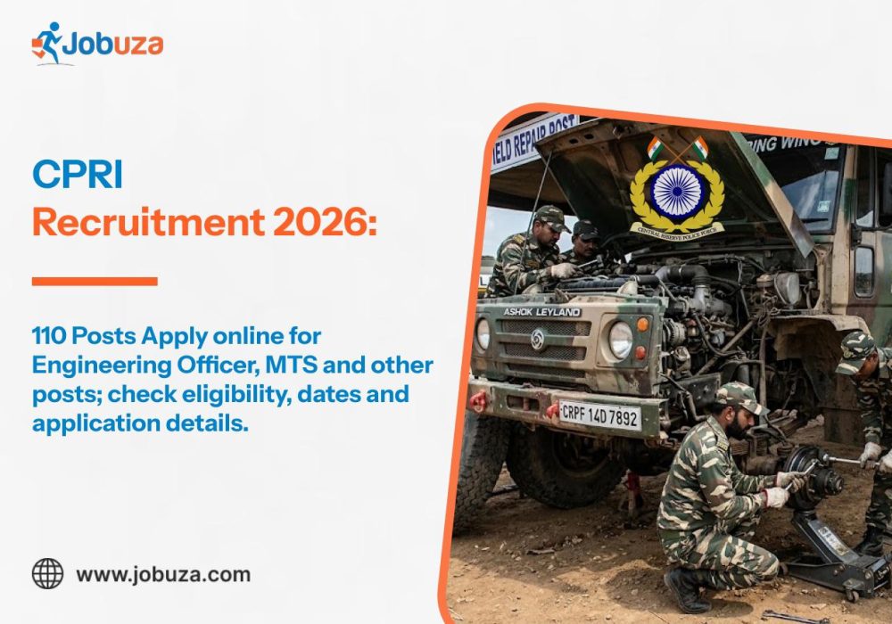 CPRI Recruitment 2026 110 Vacancies for Engineering Officer, MTS an