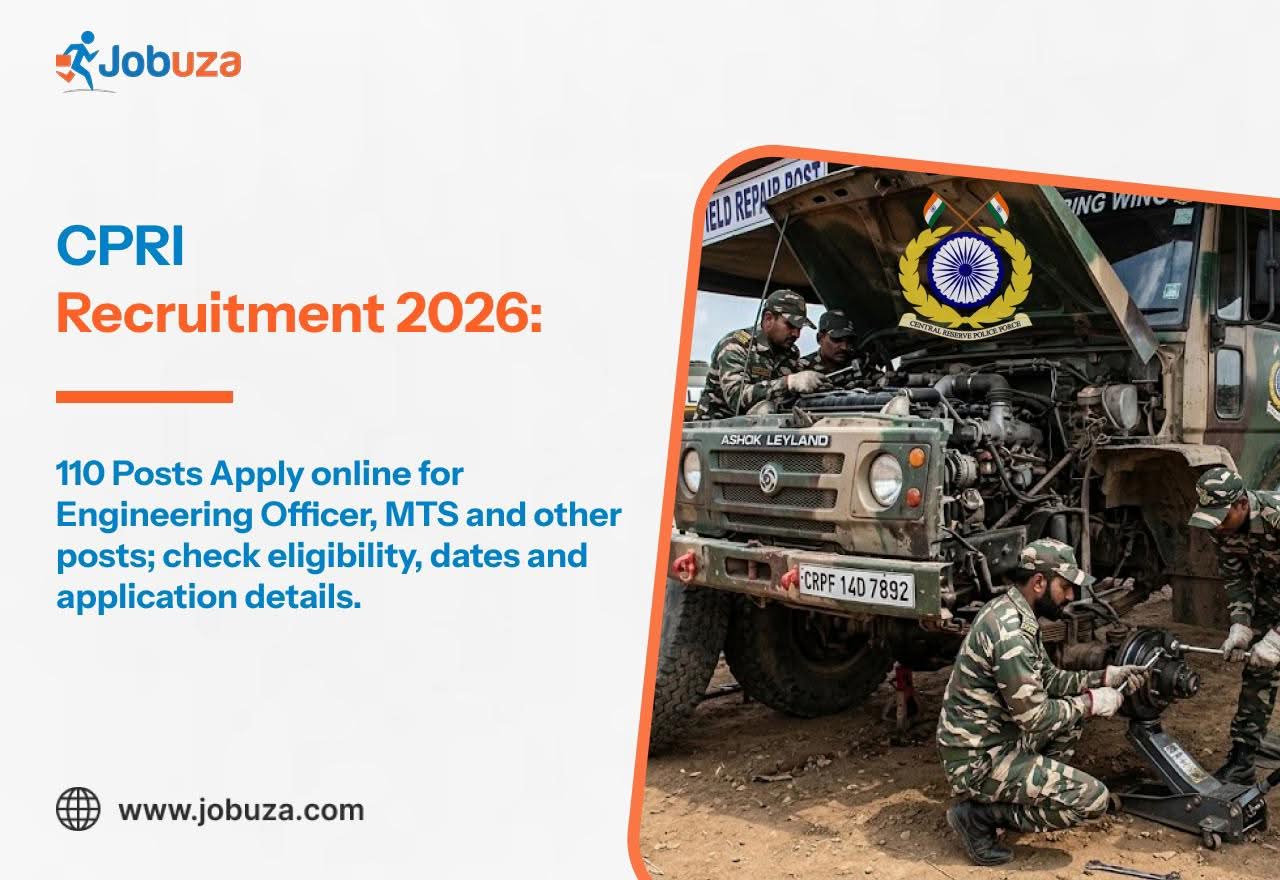 CPRI Recruitment 2026 110 Vacancies for Engineering Officer, MTS an